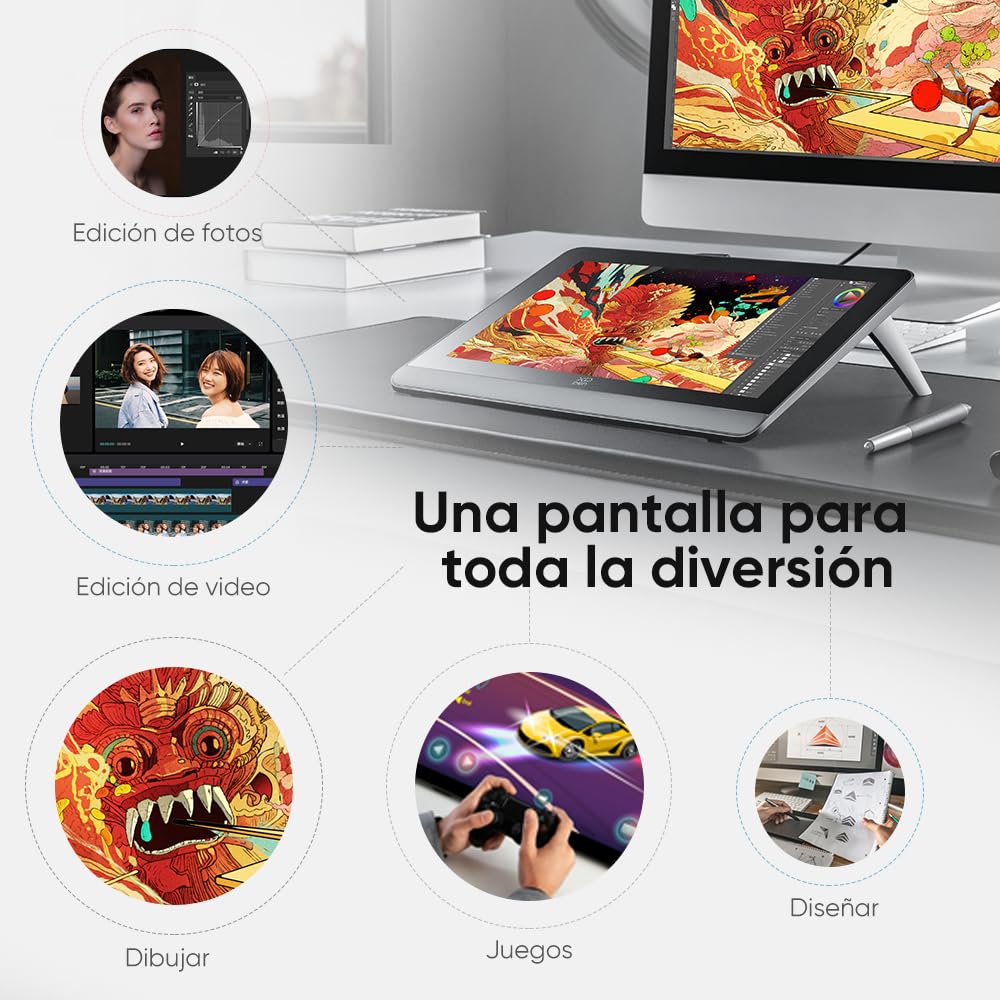 XPPEN Artist Pro14 Gen2 Tableta Gráfica con Pantalla con Lápiz 16K Niveles de Presión, Tableta Dibujo Digital 14 Pulgadas con Teclado Inalámbrico, Compatible con Windows,Mac,Android,Chrome,Linux