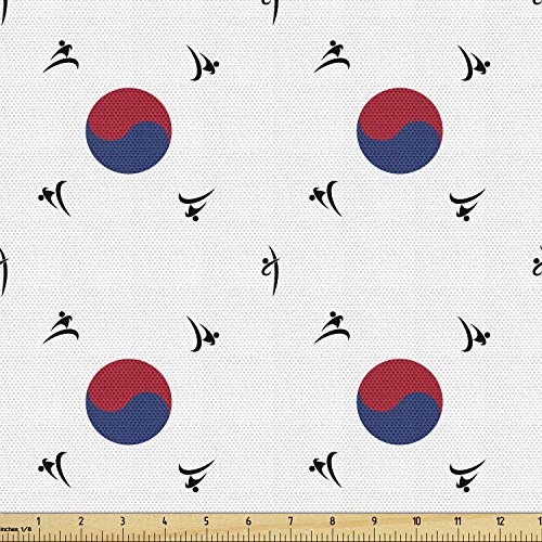 Premium Taekwondo Fabric by the Yard – Dynamic Korean Flag-Inspired Martial Arts Patterns for Upholstery and Home Décor, 100% Waterproof Polyester, 58-Inch Wide