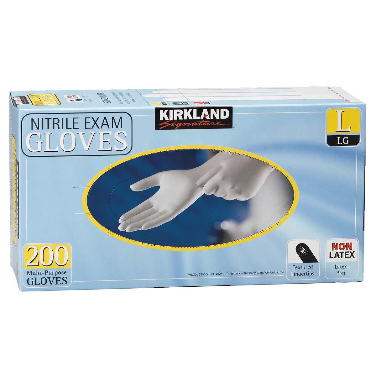 Generic Kirkland Signature Nitrile Exam Multi-Purpose Large Gloves Latex-free, 200 Count, White