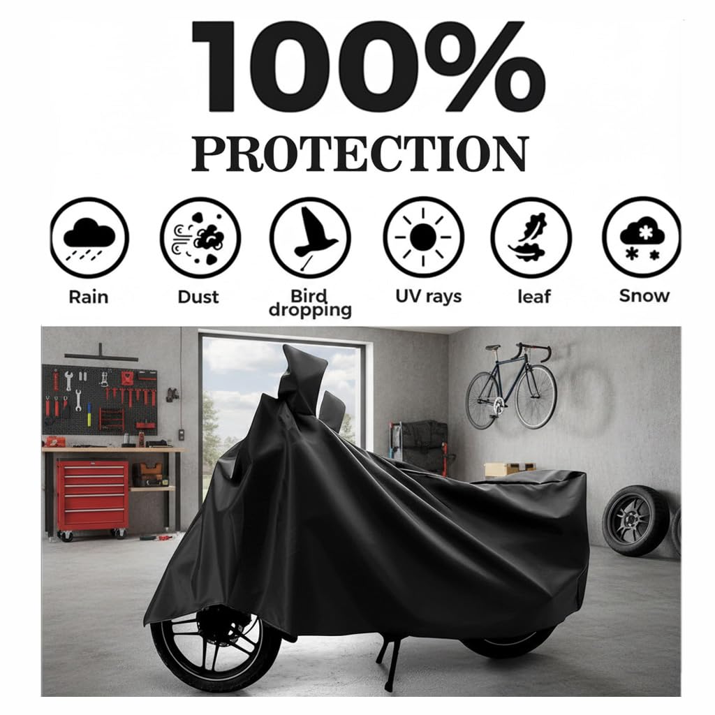 Sulfar Universal Bike Cover UV Protection & Dustproof Bike Body Cover for Two Wheeler Bike Scooter Scooty Activa (Black) 3