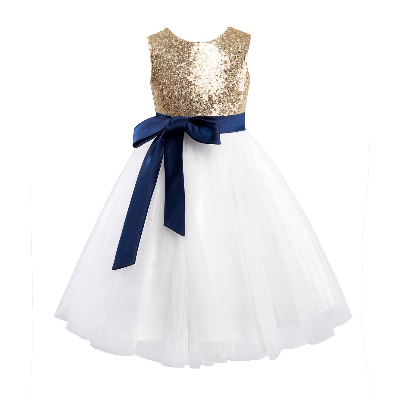 Miama Gold Sequin Ivory Tulle Wedding Flower Girl Dress Junior | Desertcart  Brunei