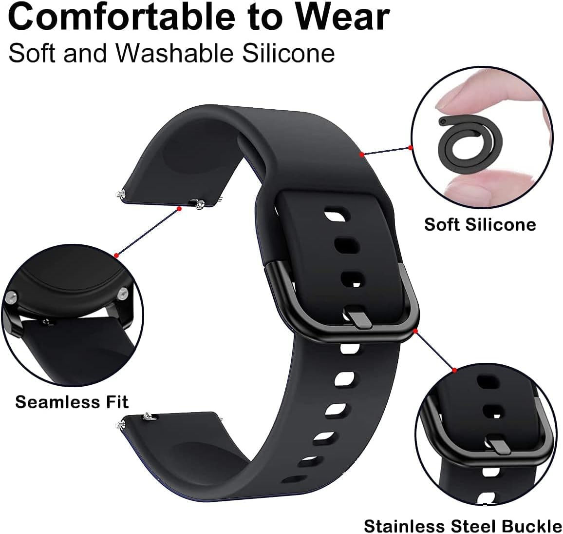 E ECSEM Bands Compatible for Fitpolo AR-01/Fitpolo GTX18 Replacement Wristbands, Colourful Silicone Bracelet Quick Release Strap Arm Bands for Fitpolo AR-01 GTX18 Smart Watch, Soft and Durable - Image 3