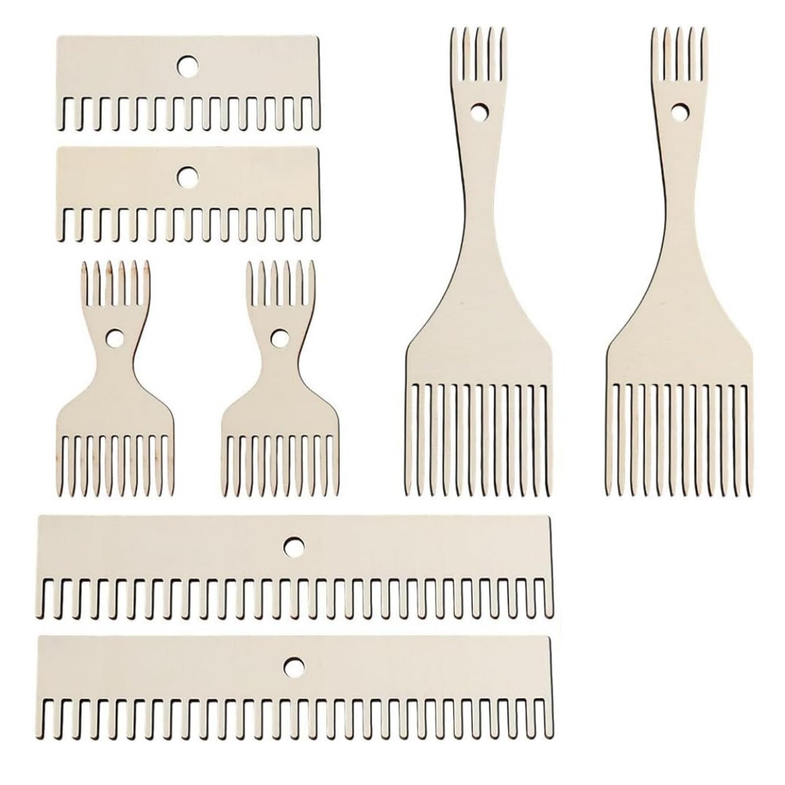 NVOQILIN Of 8 Wooden Weaving Combs Craft Tool for Knitting and Projects Hand Weaving Equipment
