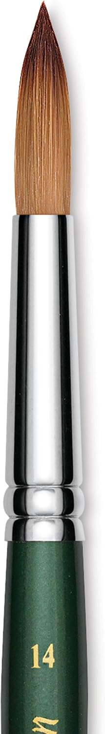 Utrecht Series 6150 Synthetic Golden Taklon Watercolor Brush - Round, Size 14, Short Handle