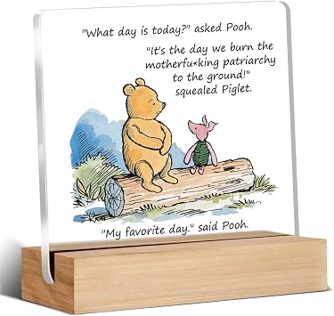 Pooh Bear Feminist Gifts for Women, Empowerment Strong Women Power Gifts, Feminist Womens Rights Equality Acrylic Desk Decor for Home Office