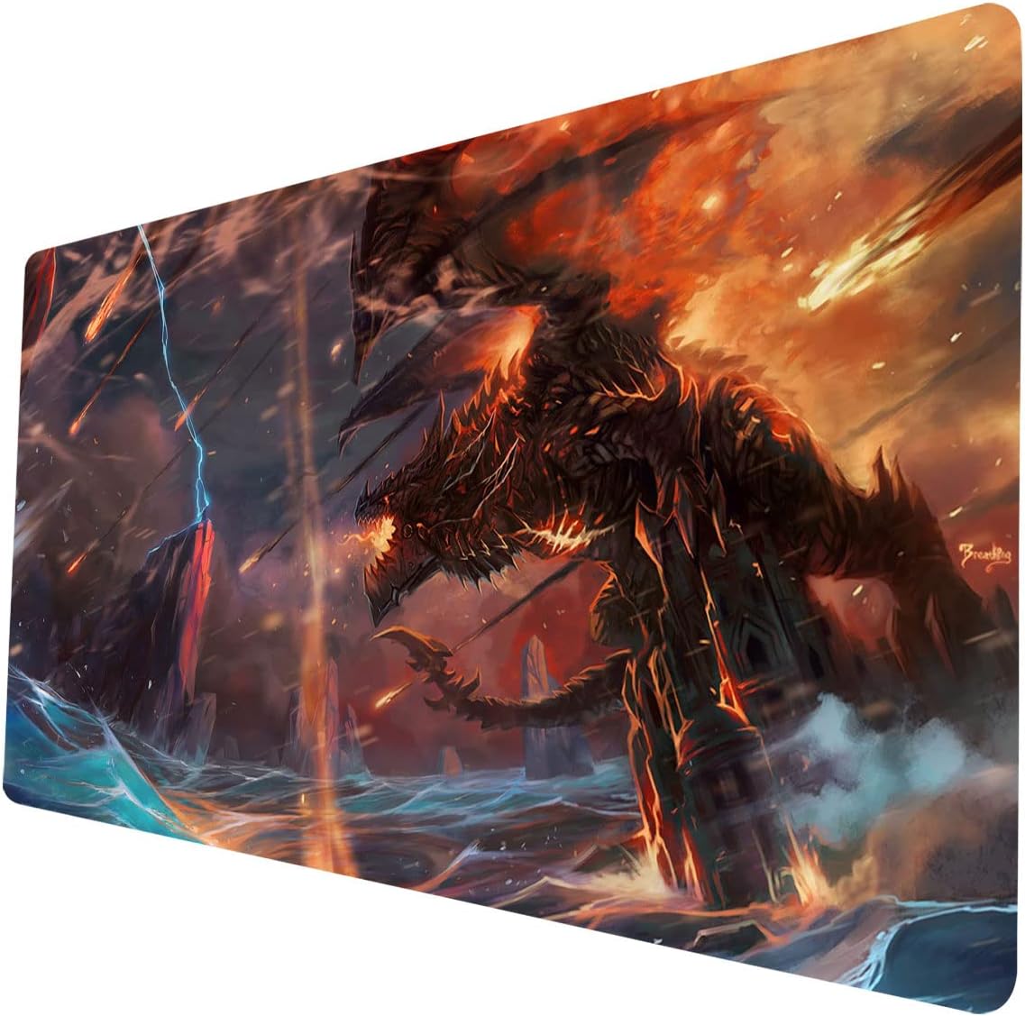 Dragon TCG Playmat, 24 x 14 inches Game Mat for MTG DTCG CCG RPG Trading Card Inked Game Playmats Smooth Surface Battle Game Rubber Collection