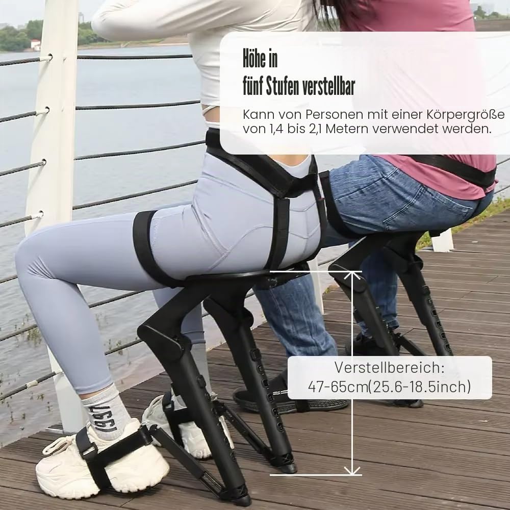 Tragbarer Unsichtbarer Stuhl Faltbarer Hocker Chairless 5 Gänge Verstellbar Verstellbarer Chair Exoskelett Schwebesitz Wearable Leg Ergonomics Lightweight Seat Für Angeln Konzert Subway (black)