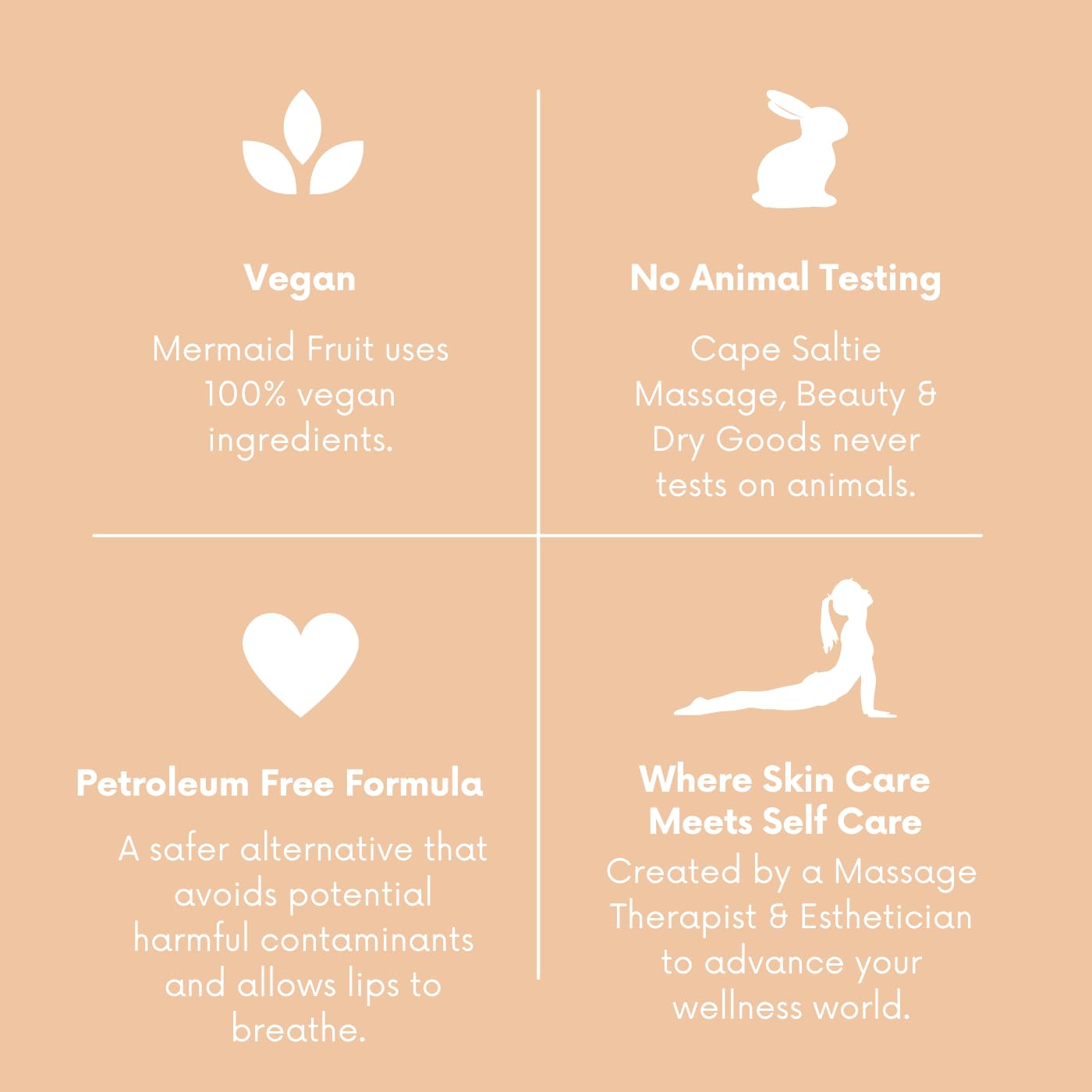 Cape Saltie · Massage Beauty Flowerfruit Vegan Oil Lip Balm in "Mermaid Fruit" — Grapefruit (25ml, 0.85 oz, Jumbo Size Peach Tint) | Nourish, Hydrate, Moisturize | Infused with Natural Fruit Oil - Image 4