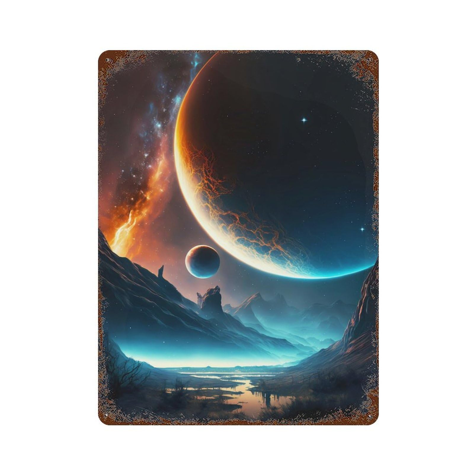 Retro Metal Sign Eternity Planet 15.7"x11.8", Retro Wall Decor for Living Room, Hallway And Home Decor