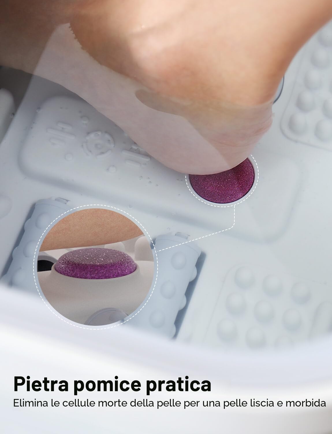 ALLJOY Pediluvio Massaggiatore Piedi Pieghevole, Termica Foot Spa per Alleviare Il Dolore, Idromassaggio Piedi 24 Temperatura, Pietra Pomice, 6 Timer, 6 Rulli Massaggianti, Luce Rossa Regali di Natale