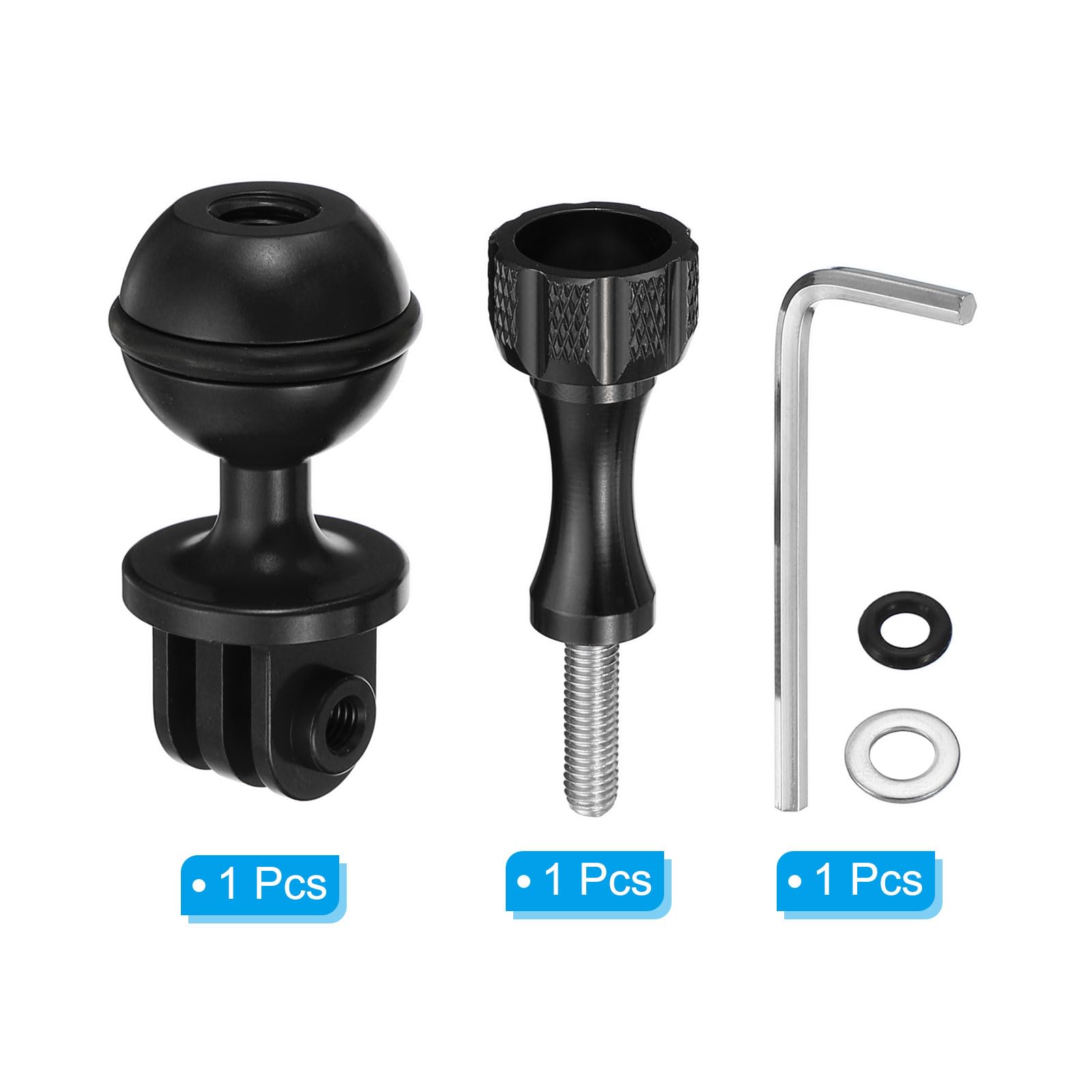 PATIKIL Action Camera Ball Mount Adapter, 1 Set Rotating Ball Head Mount for Sports Camera Style 2, Black - Image 3