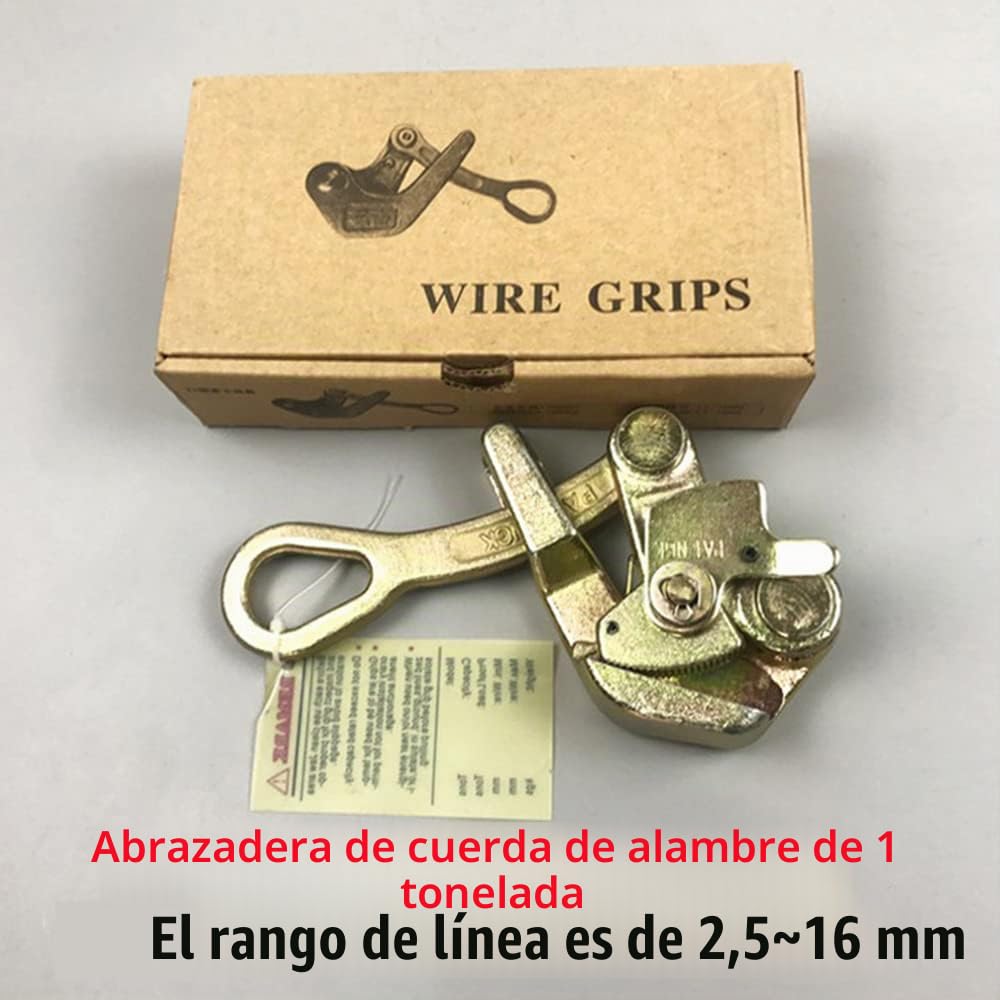 Agarre de cable de cable, abrazadera de tensor de abrazadera de alambre fuerte, agarre de alambre universal sin deslizamiento para cuerda de alambre fija, 1 tonelada