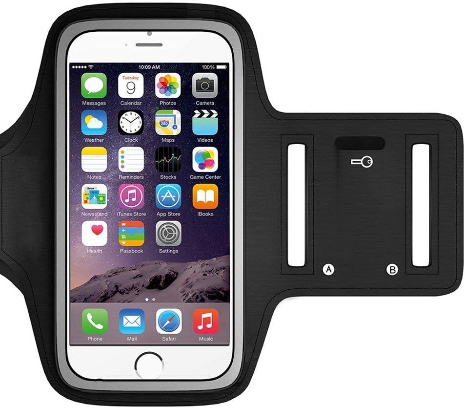 PORTHOLIC Sweat Resistant Sports Running Armband For iPhone 8/7/6/6s Galaxy S6/S5/S4 or Any Screen Up to 5.1 inch -Extension Strap- With Key Holder,Cable Locker,Cards Holder (Black)