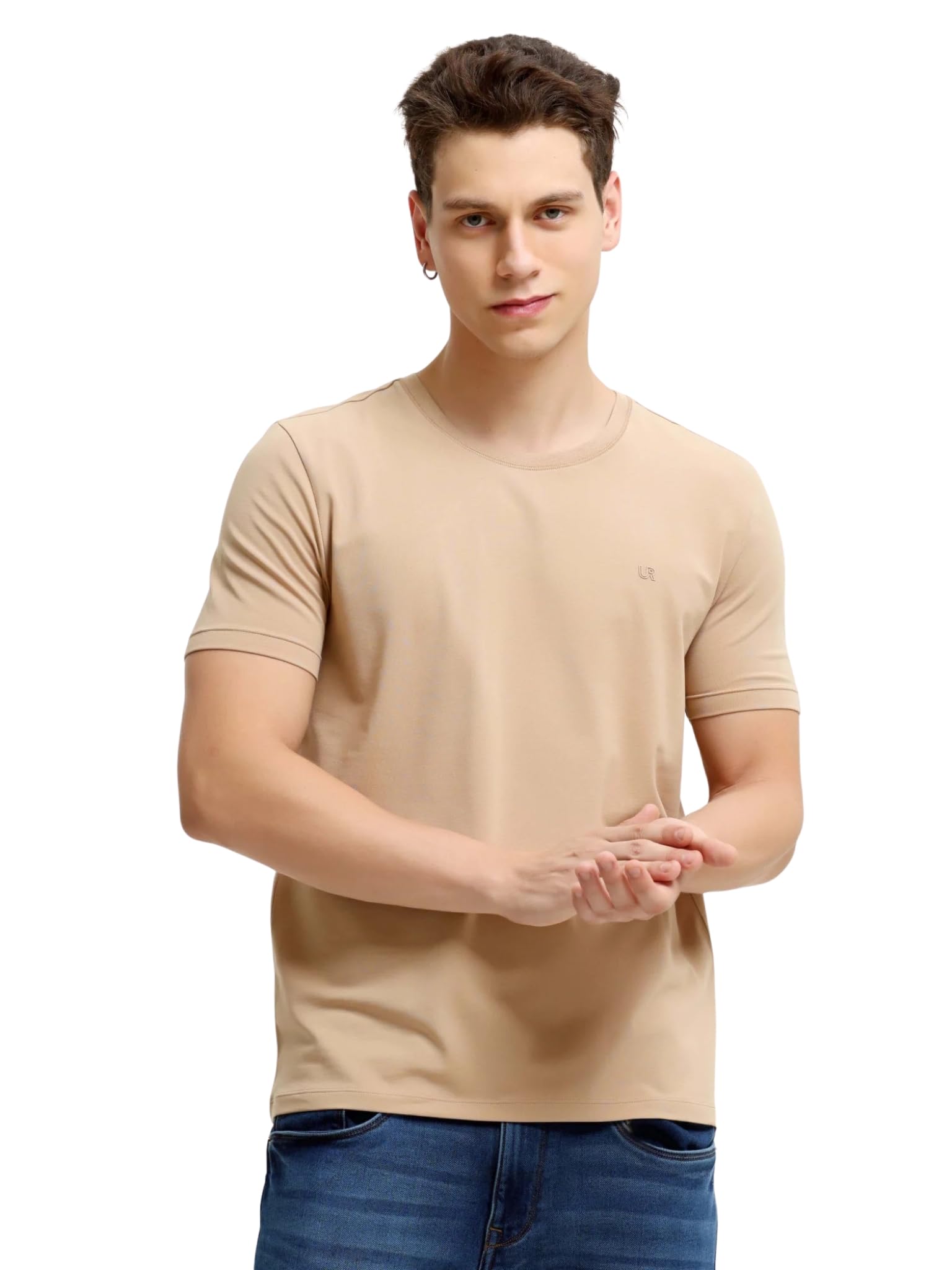 TURMS Men's Anti Stain Casual T-Shirt Camel - Image 1