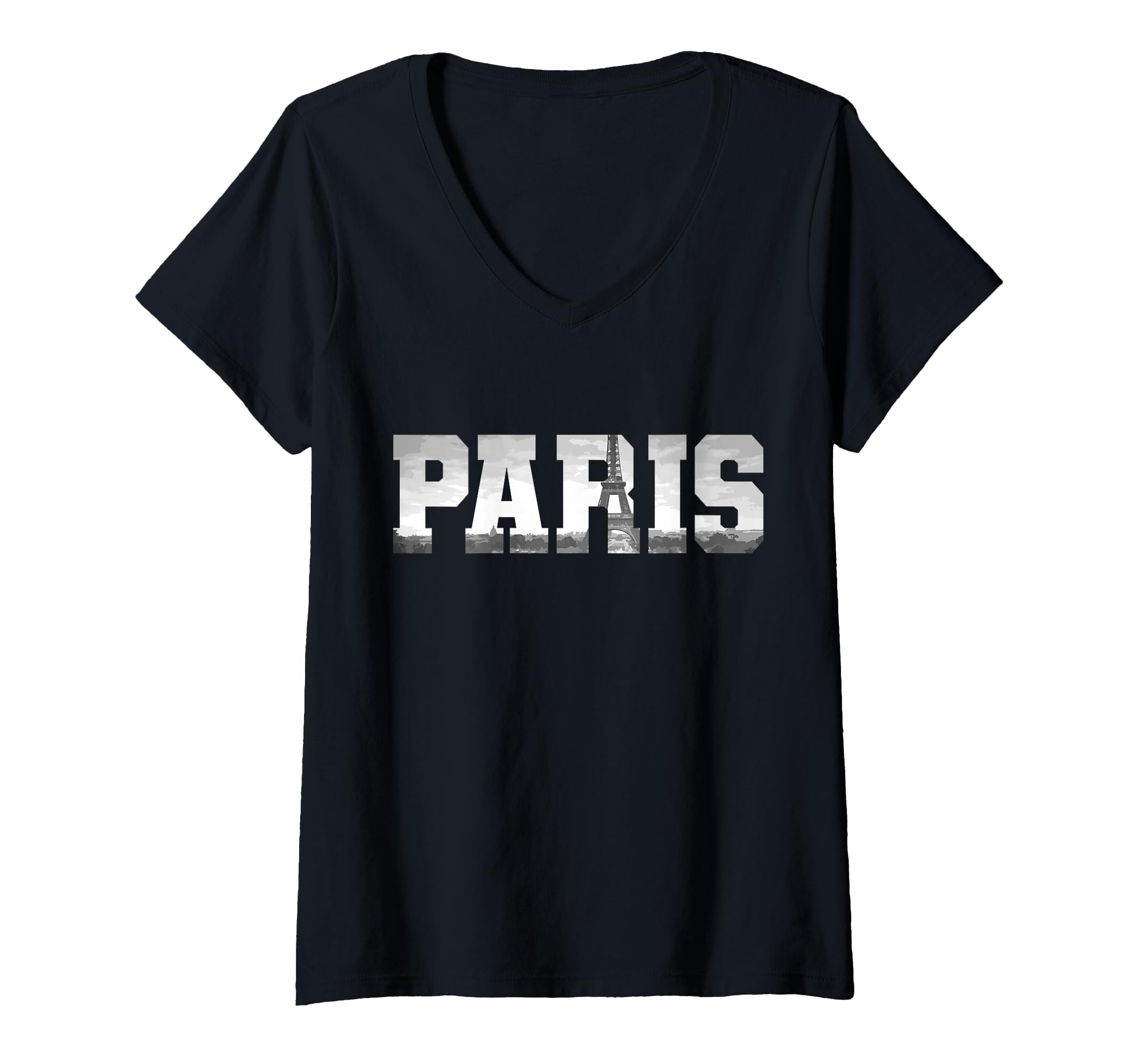Womens Paris Skyline Eiffel Tower France Souvenir Vintage Paris V-Neck T-Shirt