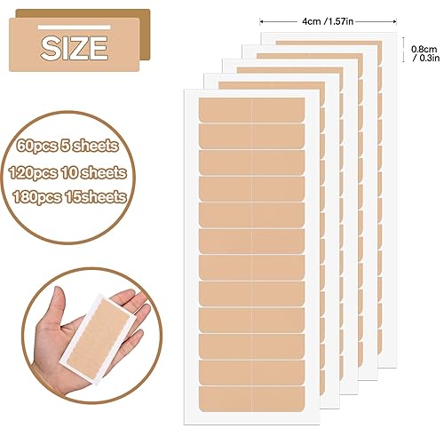 Miniatura 2 de Sajoo 60 pestañas para extensiones de cabello, cinta adhesiva de repuesto de doble cara para extensiones de cabello, suministros de pelucas ((nude)