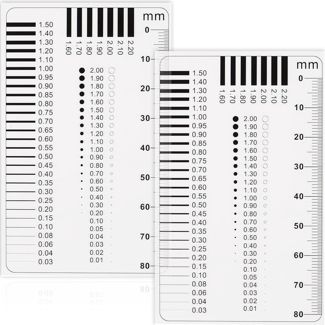 2 pezzi Set professionale di righelli per misurare le crepe - Plastica flessibile trasparente, Fessurimetro, Fessurimetri per Crepe, Équipement d'experts, ideale per artigiani e esperti