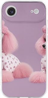 Clear Phone Case for iPhone 17 Air Case, Pink Poodles Dogs Prints Shockproof TPU Cell Cover with Wireless Charging, Anti-Yellowing, Transparent