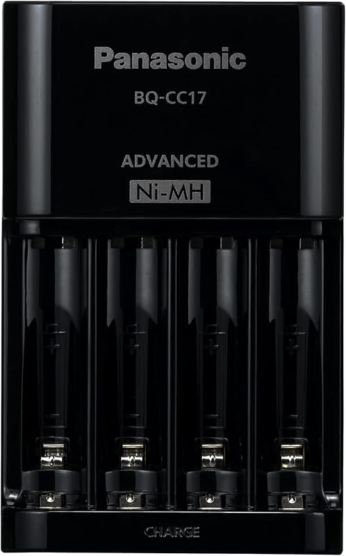 Panasonic BQ-CC17KSBA eneloop Advanced Individual Battery Charger with 4 LED Charge Indicator Lights, Black