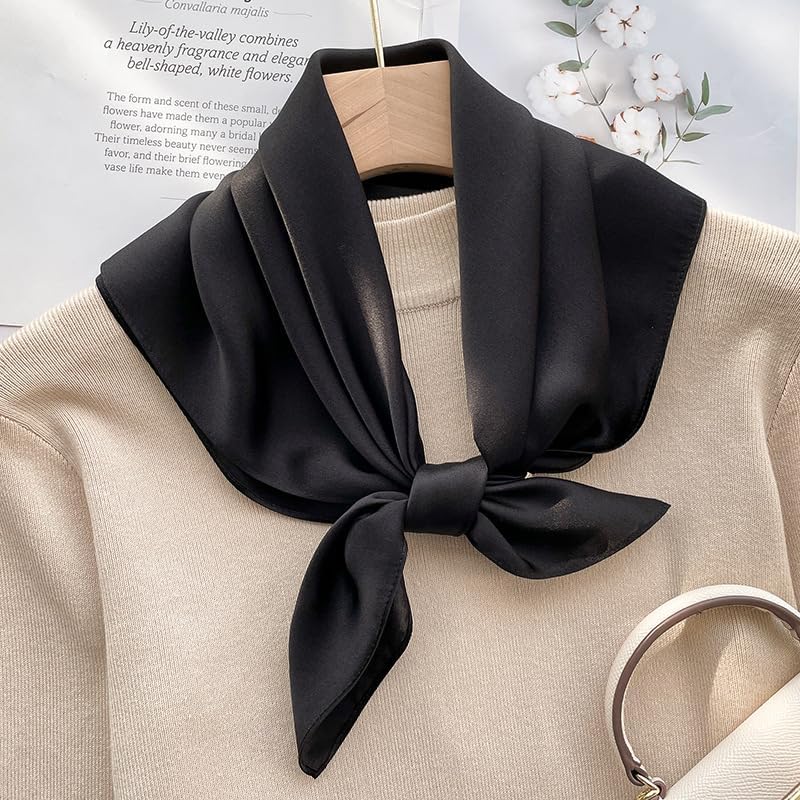 MEISEE Solid Color Mulberry Silk Scarf 26" Square Scarf Neck Scarf Hair Head Breathable Lightweight for Women Gift Packed - Image 2