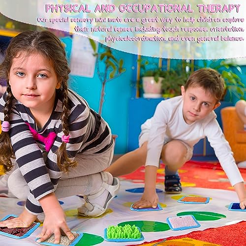 Image of Boao 8 Set Mini Sensory Mats Assorted Textured Play Mats Sensory Floor Tiles Educational Tactile Toys for Activity(4 Inch,Square)