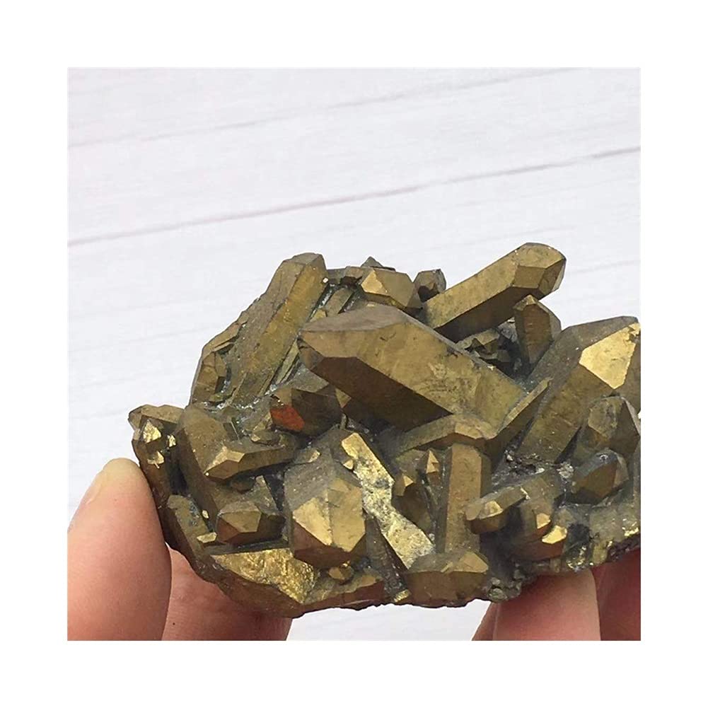 Salud y hogar Cristal Natural Electroplate Chalcopirite Gold Cluster Standard, Muebles for el hogar, Regalos (Size : 500g -550g)