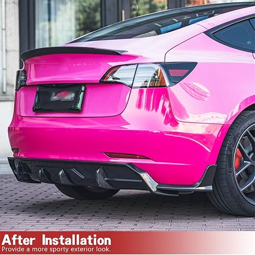 Miniatura 2 de JC SPORTLINE Divisores traseros de fibra de carbono para Tesla Model 3 Sedan 2017-2022 parachoques trasero Canards, aletas de parachoques trasero de