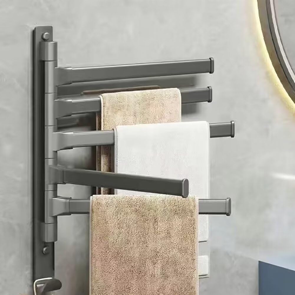 Porte-serviettes pour salle de bain et cuisine à coller au design gris