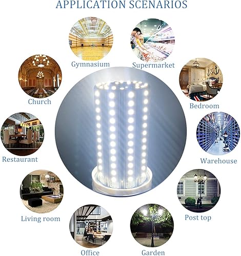 Miniatura 5 de ZP Paquete de 2 bombillas LED equivalentes a 500 W, 7500 lúmenes, 5000 K, E26/E27, base media de 60 W, bombilla LED para interiores y exteriores,