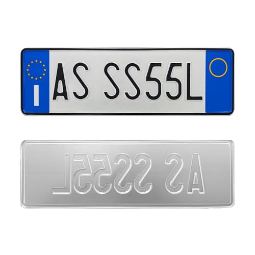 WORLD SELL Targa Anteriore Personalizzata Incisa in Rilievo su Alluminio Catarifrangente Replica Artigianale Made in Italy - Modello Auto