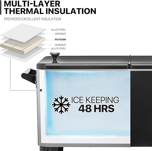 Miniatura 8 de MADOG Modern Cooler with Wheels and Handle Outdoor Coolers for Patio and Deck Entertaining Rolling Cooler Large Cooler with Wheels Ice Cooler with