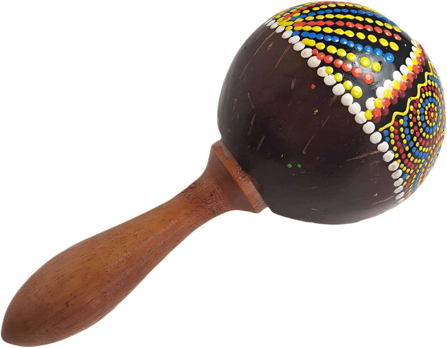 Handheld Wooden Maraca Musical Instrument, Coconut Shell for Parties