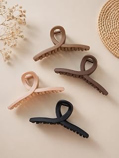 TINY LUXE Multicolor Loop Design Hair Claw Clips for Women & Girls | Infinity Shape Matte Hair Clutcher | Strong Grip Non-... Price In India