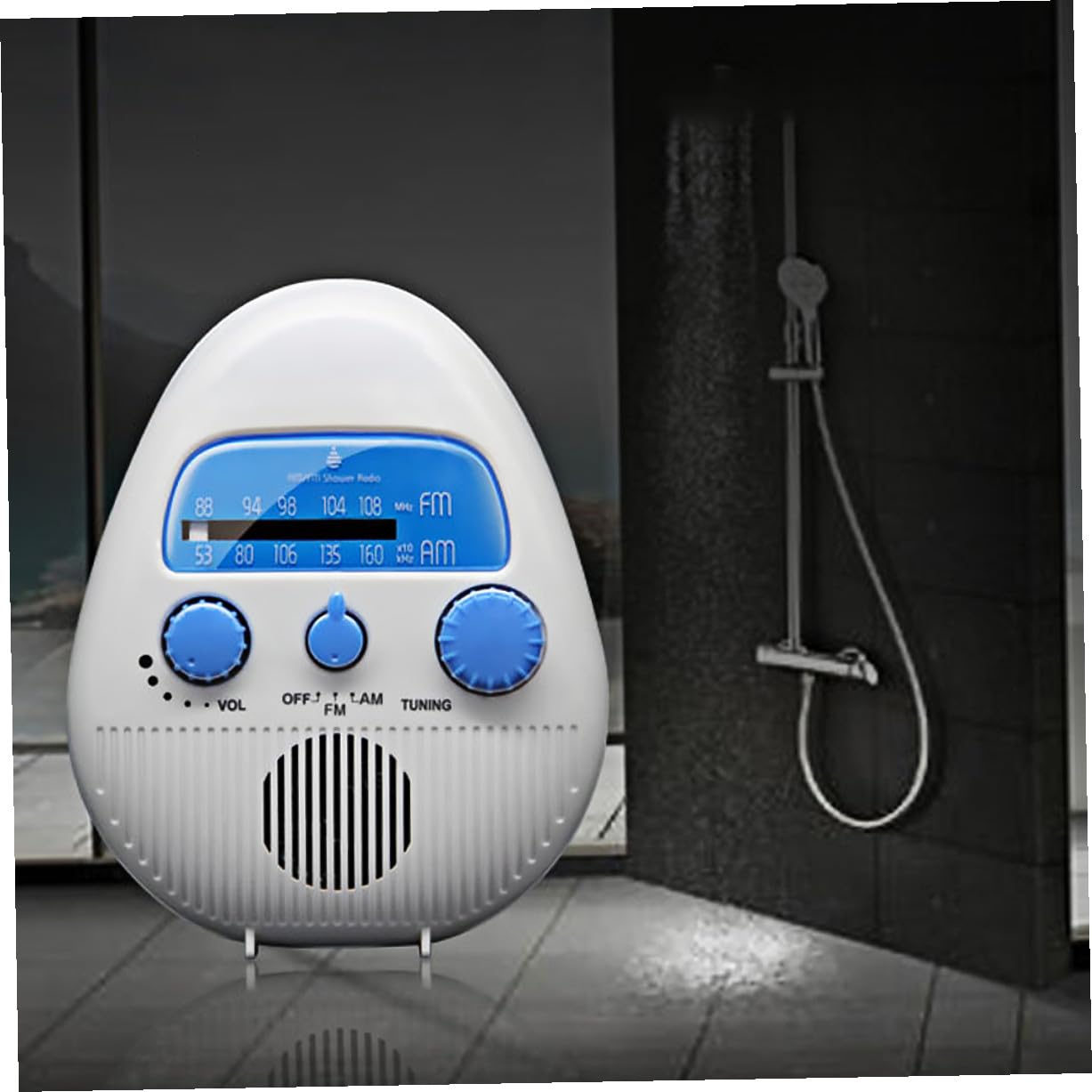 Kleiner Duschradio für Dusche und Bad mit Fm/am Empfang und Lautstärke