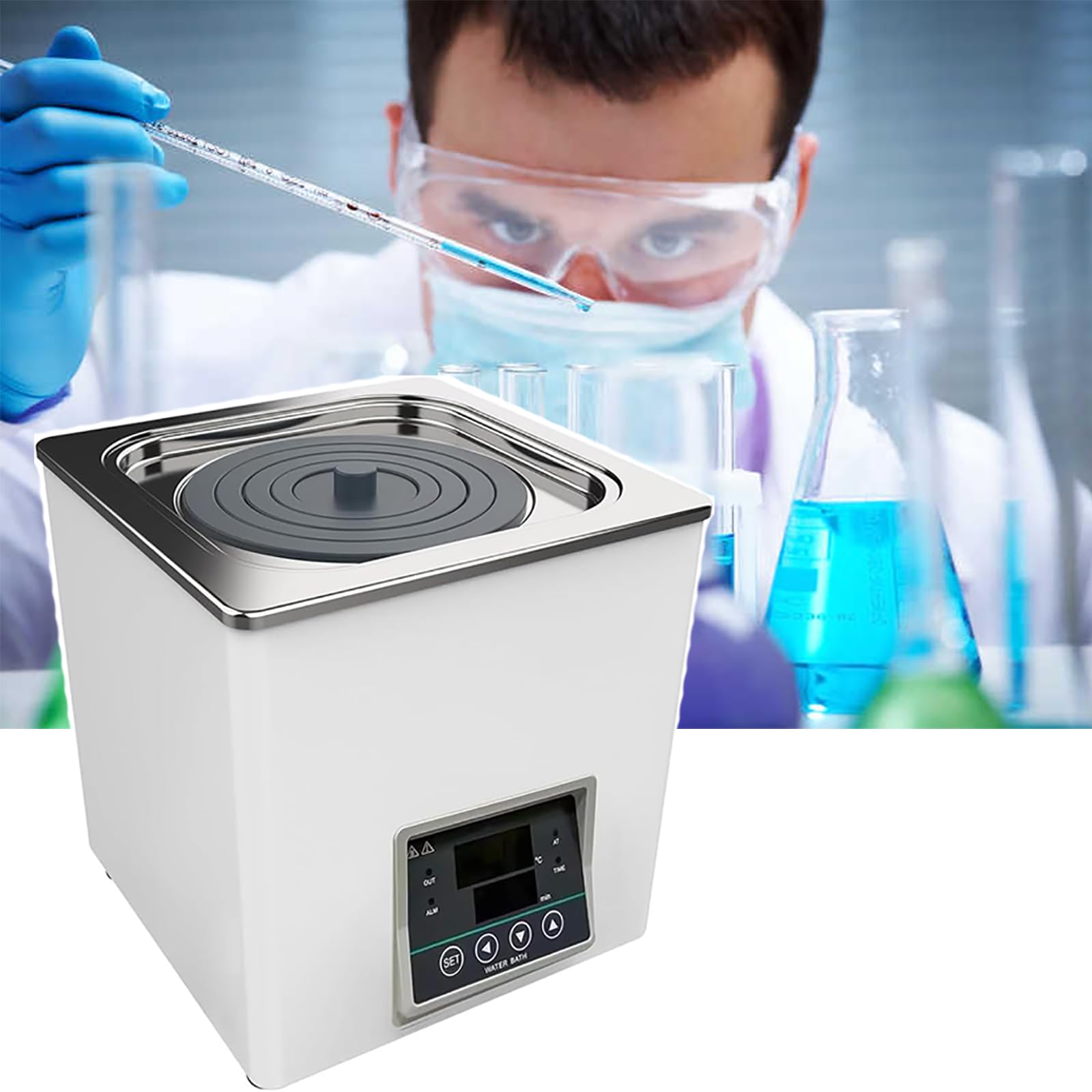 baño María De Laboratorio De 300 W, Calentador De Tanque De Agua De Temperatura Constante De 3 L con Pantalla Digital, Temperatura Máxima 100 ℃/Rango De Tiempo: 0-8 H, para Enseñanza