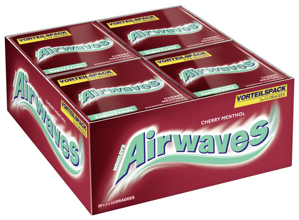Airwaves Kaugummi Multipack Mix I 2 Sorten I 40 Packungen I Strong I Cherry Menthol
