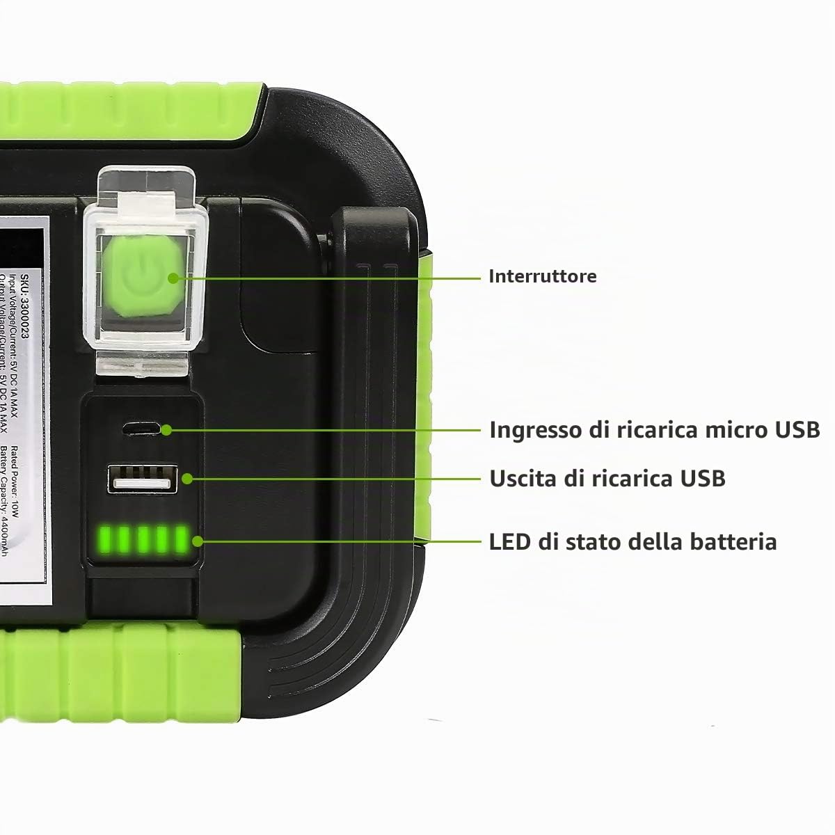 Lepro Faro LED Ricaricabile 10W 1000 Lumen, Lampada da Campeggio e da Lavoro Portatile con Power Bank 4400mAh, 3 Modalità Luce Bianca, IP44, Faretto LED Esterno per Emergenza, Tenda, Garage