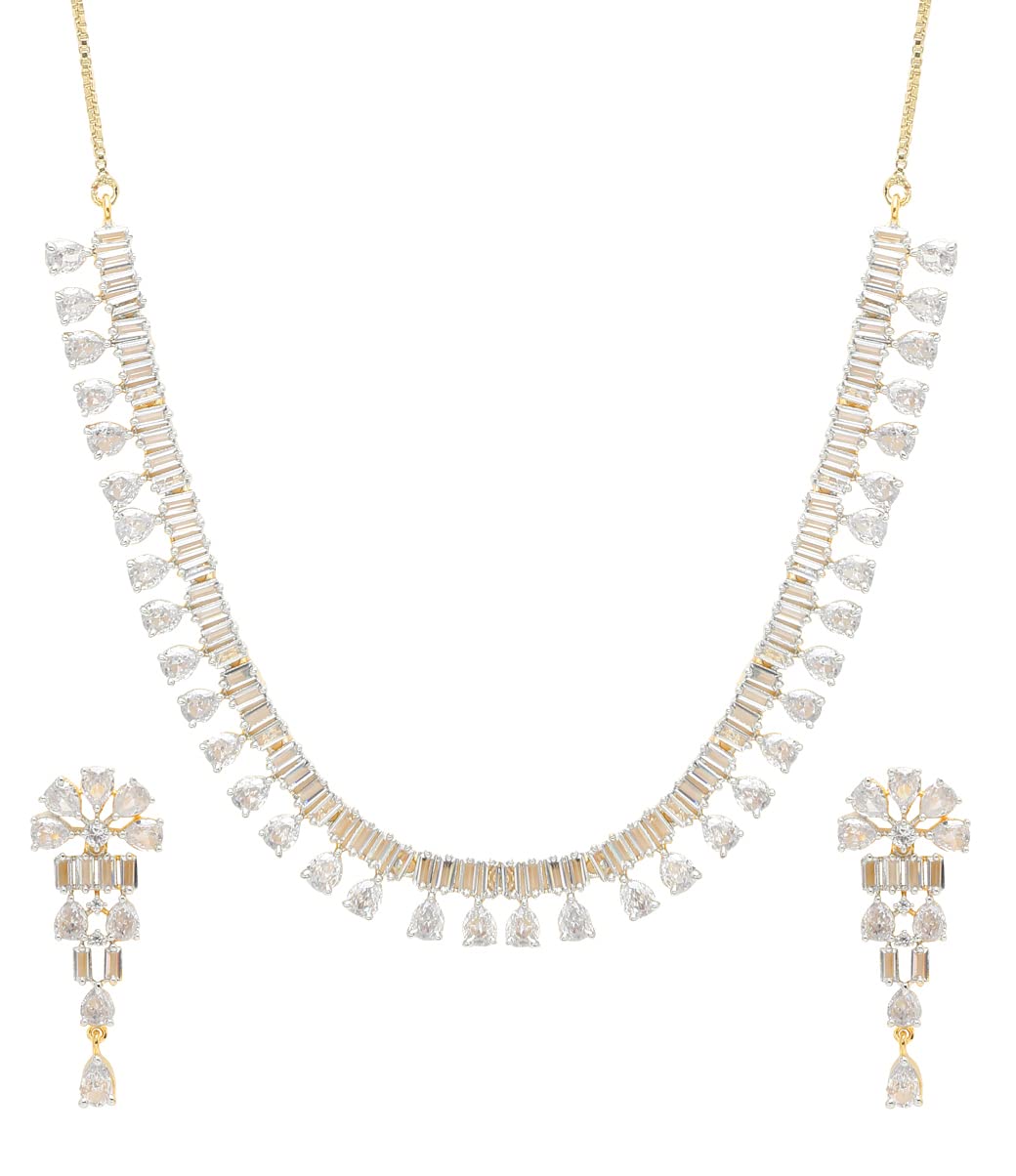 YouBella Jewellery for Women Celebrity Inspired American Diamond Studded Necklace Jewellery Set with Earrings for Girls and Women (Style 4) (B0BWK54KQC) Amazon Price History, Amazon Price Tracker