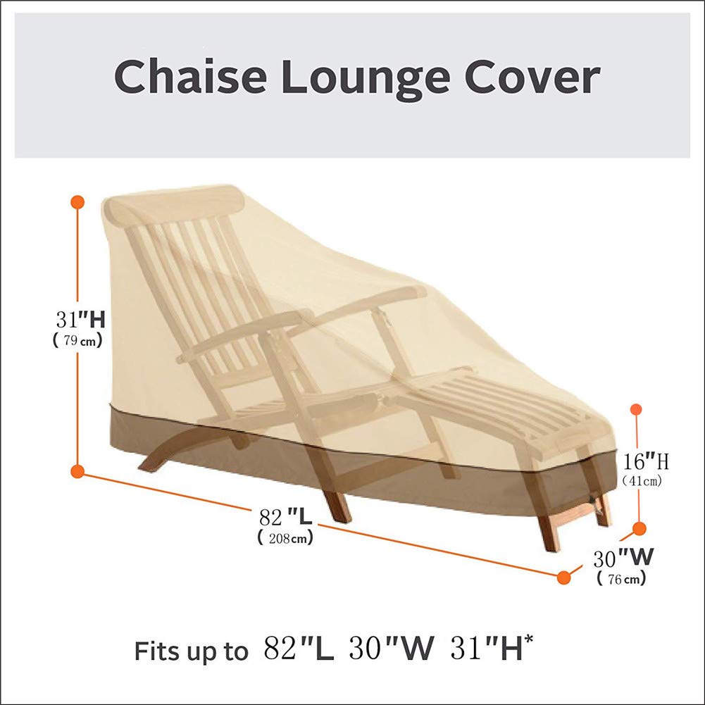 Copertura impermeabile per lettino prendisole da giardino, antivento, anti UV, protezione per mobili da giardino in rattan, 208 x 76 x (41-79) cm (marrone e beige)
