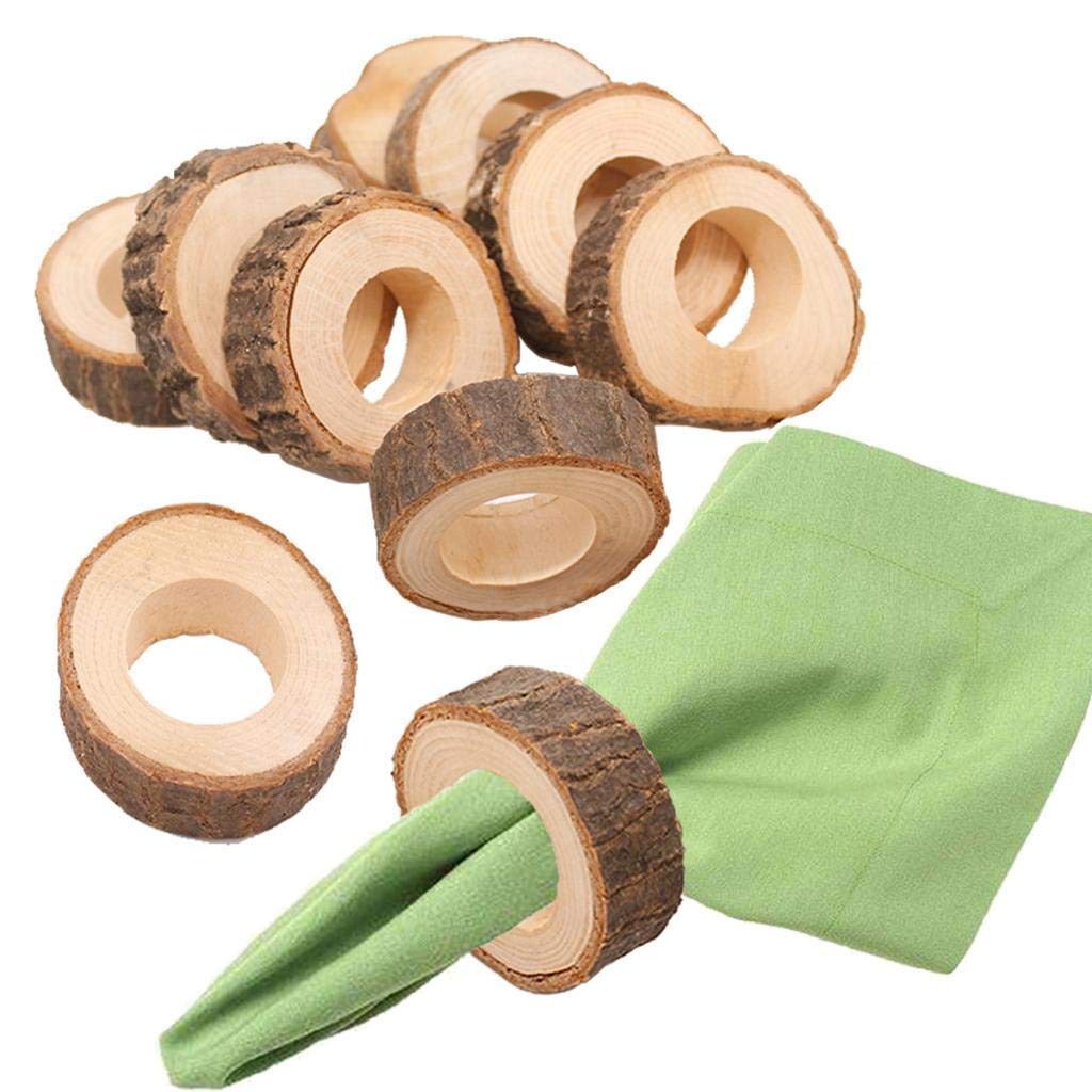 100 Stück Holz Baumstumpf Serviettenringe Serviettenhalter Papierhalter für Hochzeit Geburtstag Party Tischdeko