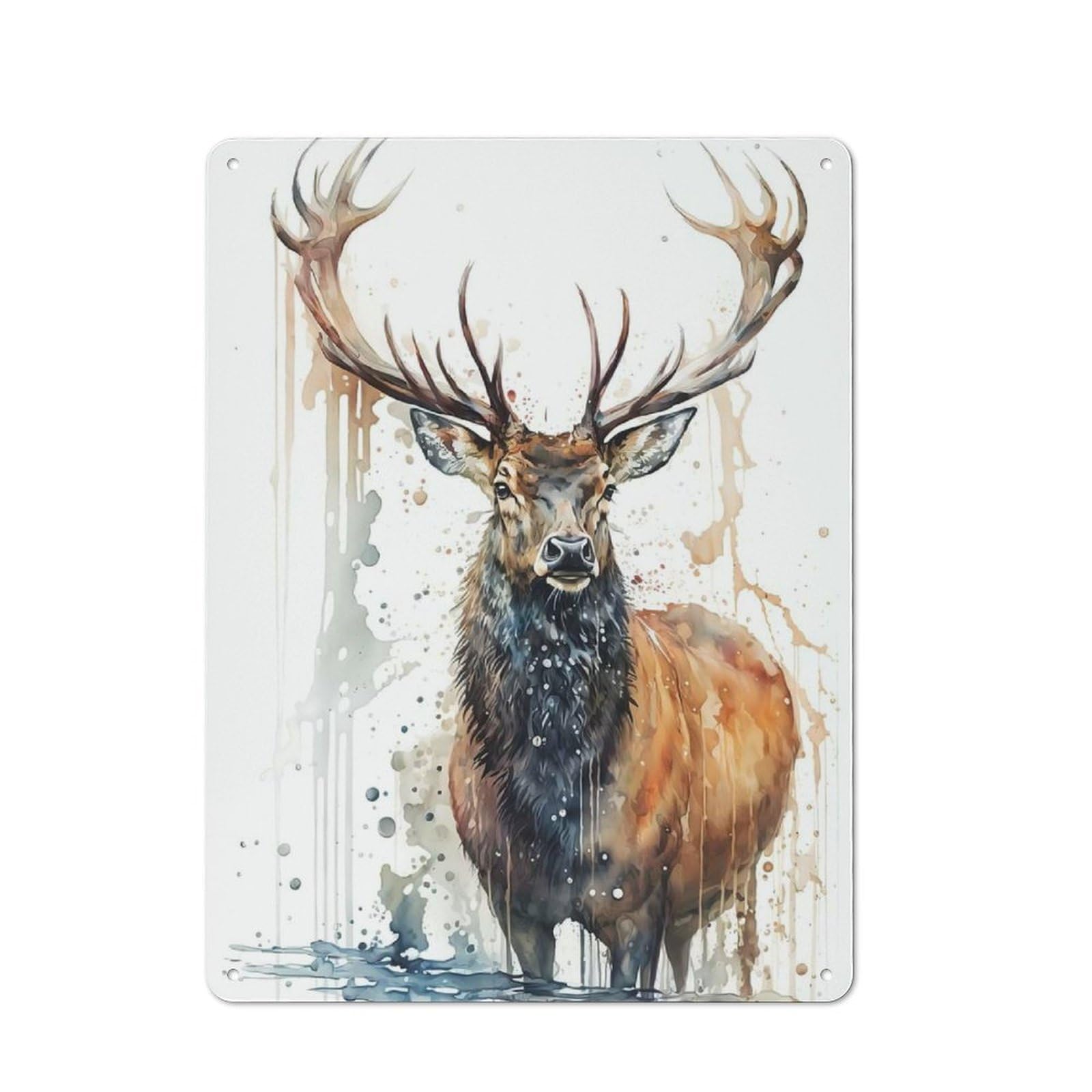Deer Watercolor Vintage Metal Sign 40x30cm for Hobby Room Or Studio, Housewarming Present for People Styling Hobby Room And Studio