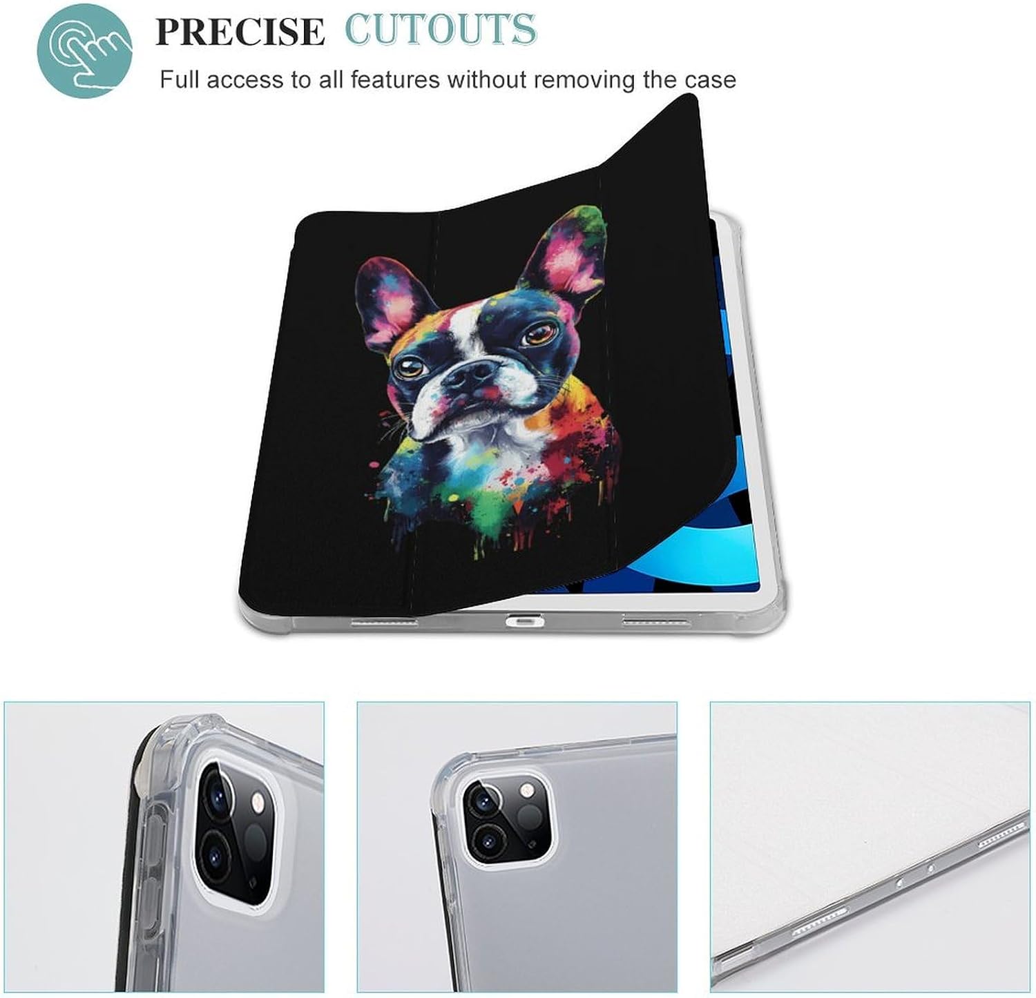 Colorful Boston Terrier for IPad Pro/Air/2020/2021 Case image 3