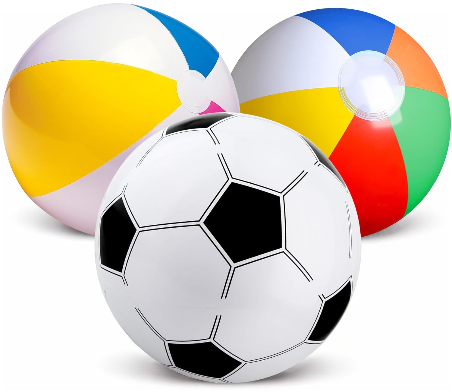 3 Pcs Beach Ball, Inflatable Rainbow Beach Ball, Football Small Blow Up Beach Balls for Swimming Pool Parties, Summer Outdoor Water Games, Holiday Beach Play, Garden Fun and Pool Party Decoration