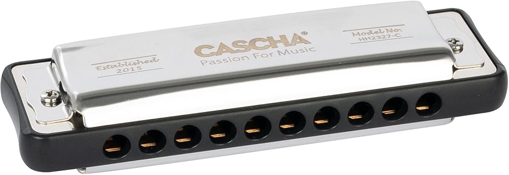 Cascha Ocean Rock Harmonica in Black, Key of C, Diatonic Harmonica with Soft Case