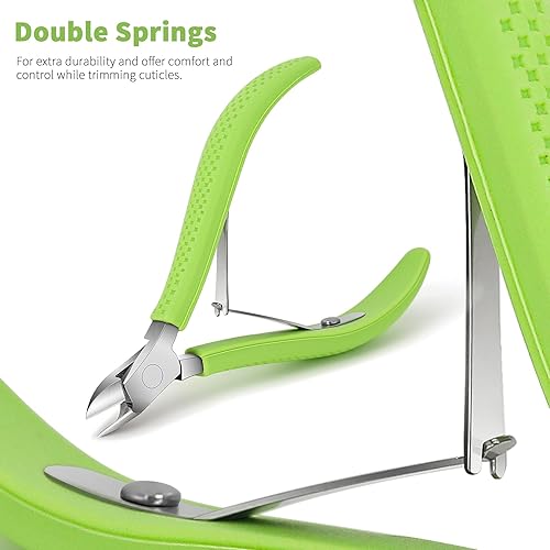 Miniatura 4 de FVION Cortador de cutículas, cortador de cutículas pequeño, herramientas de manicura con mango recubierto de goma, cortador de cutícula de mandíbula