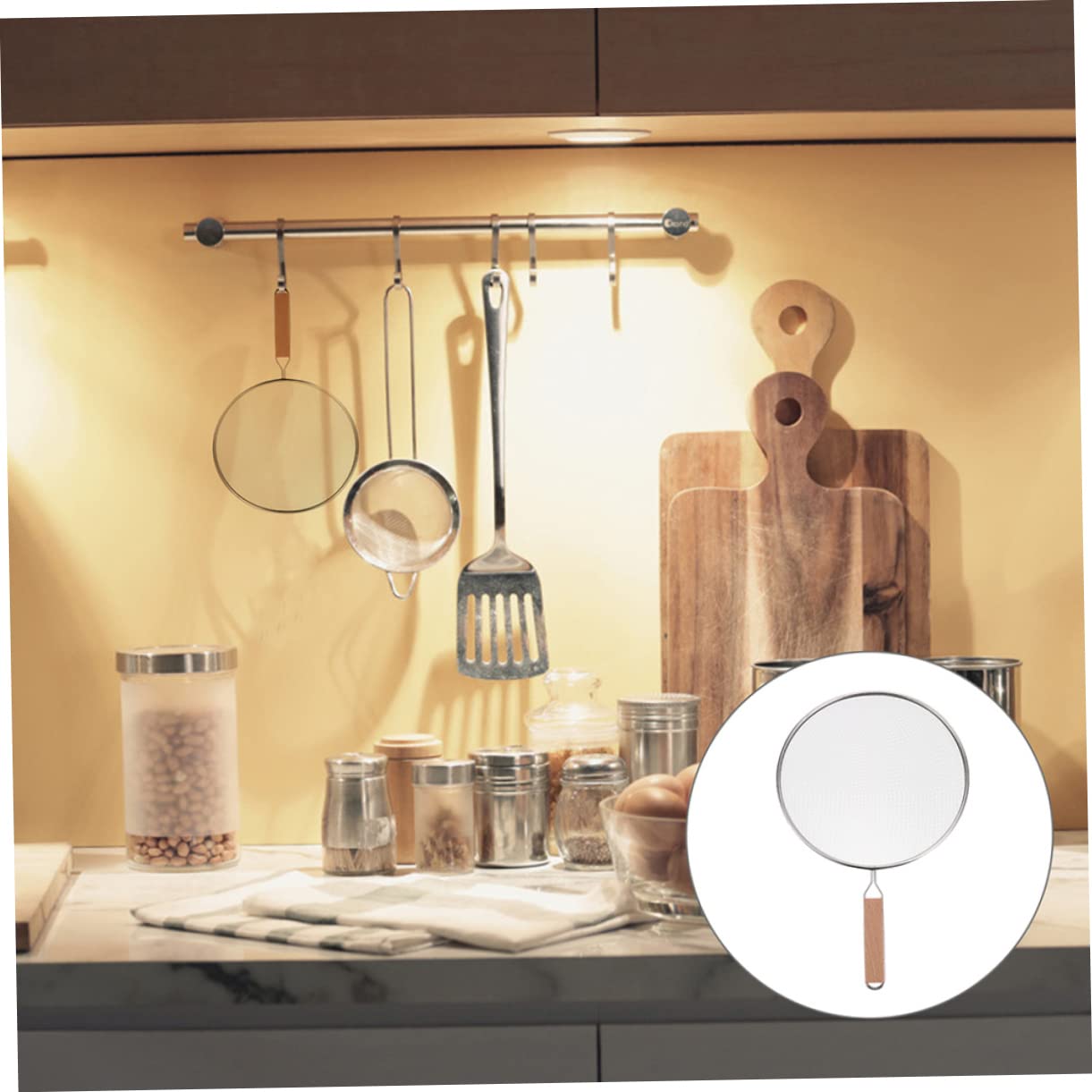 CONGARTENO 1pc Oil Splatter Screen with Long Handle Professional Frying Pan Oil Proofing Lid for Safe Cooking and Grease Protection