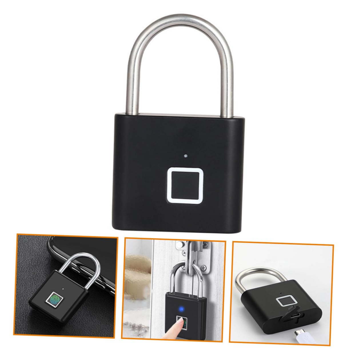 DOITOOL 4 Stück Schließfach Zubehör portable lock geldschrank tragbare Tür Vorhängeschlösser für Gepäck Outdoor-Fingerabdrucksperre Vorhängeschloss mit Fingerabdruck Aluminiumlegierung