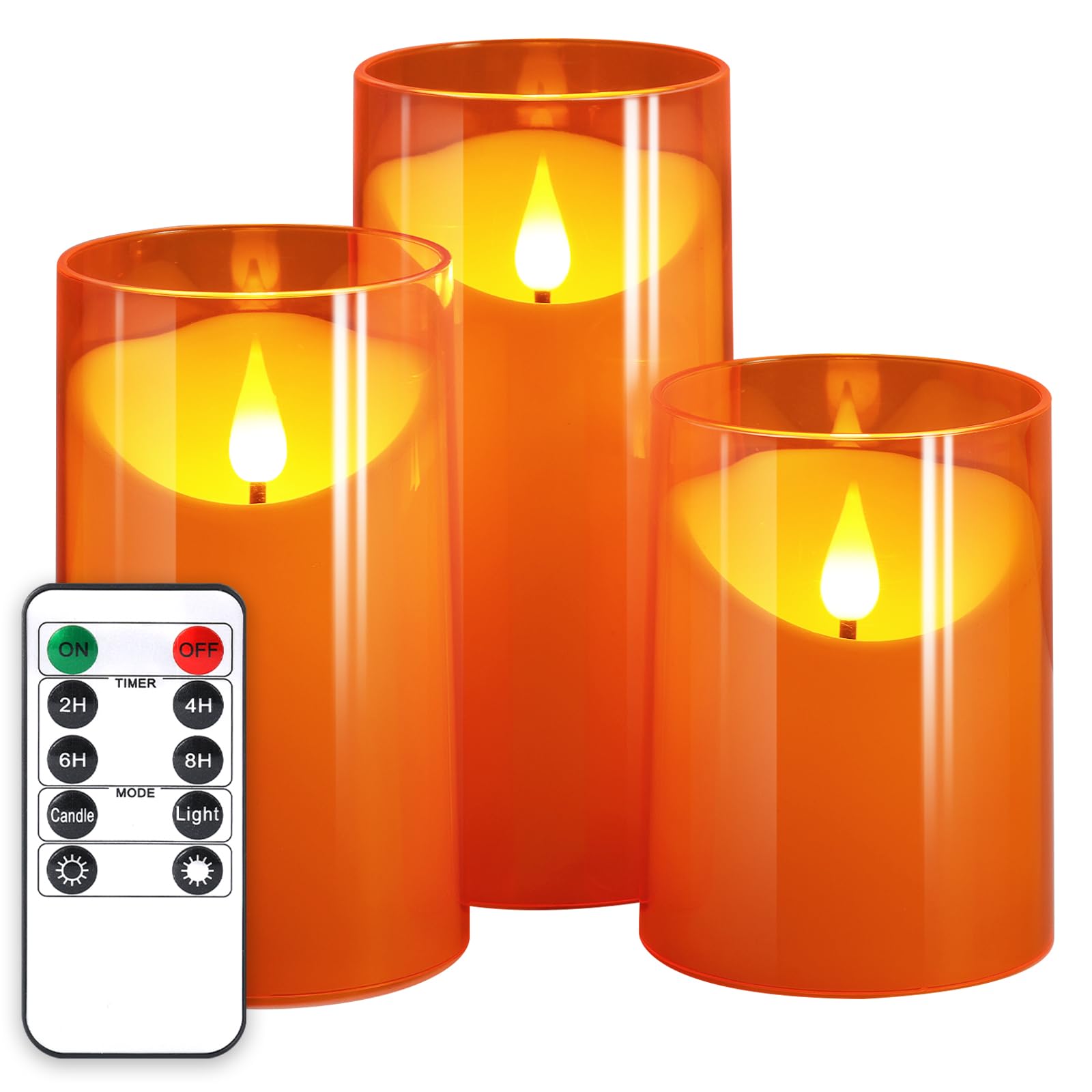 NURADA Flameless Candles with Remote Timers - 3D Wick Battery Operated LED Electric Fake Candles Realistic for for Halloween Thanksgiving Dinner