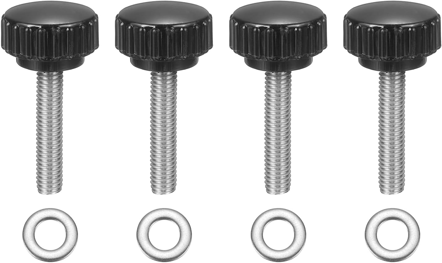 uxcell 4Pcs Knurled Clamping Knobs, M6 x 30mm Metric 304 Stainless Steel Male Thread Thumb Screws 22mm Width Knurled Handle Bolts Grip with Washers for Machine Umbrella Base Replacement
