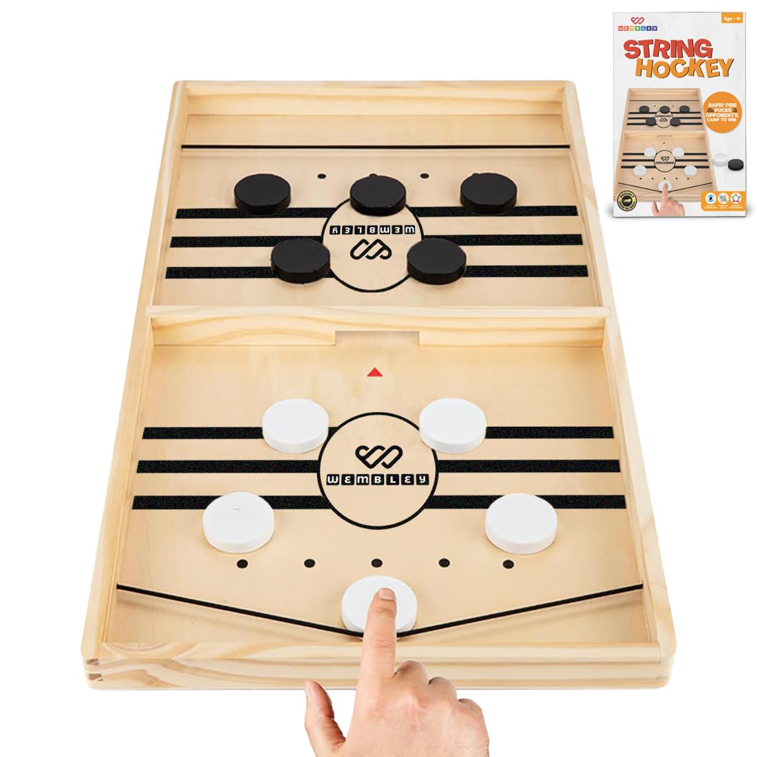 Wembley Fastest Finger First Board Games for Kids Wooden String Hockey Sling Puck Indoor Games Toys for Kids 5+ Years Perfect Gifts for Kids (B0D3M3W5DN) Amazon Price History, Amazon Price Tracker